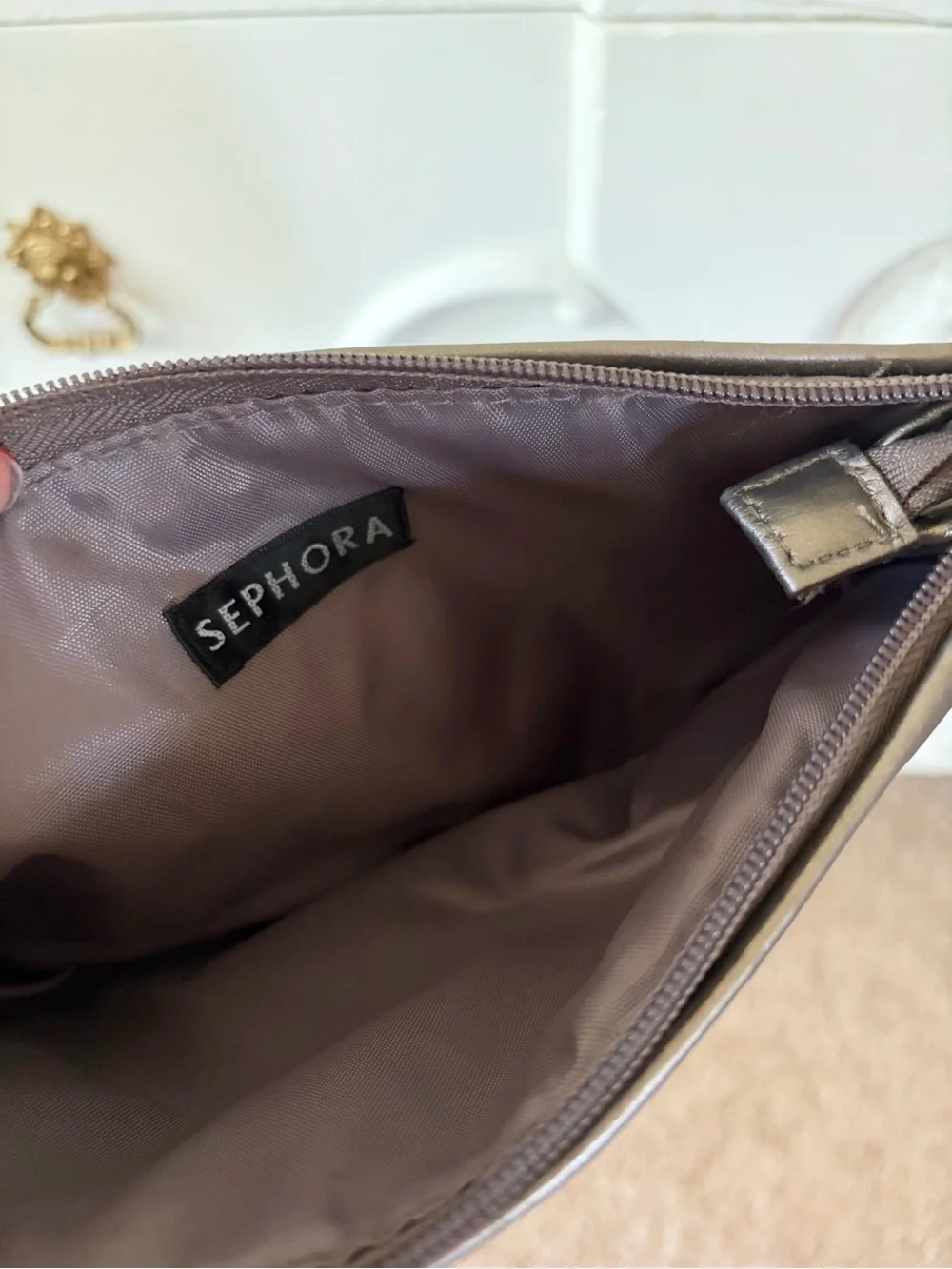 Sephora Gray Metallic Wristlet